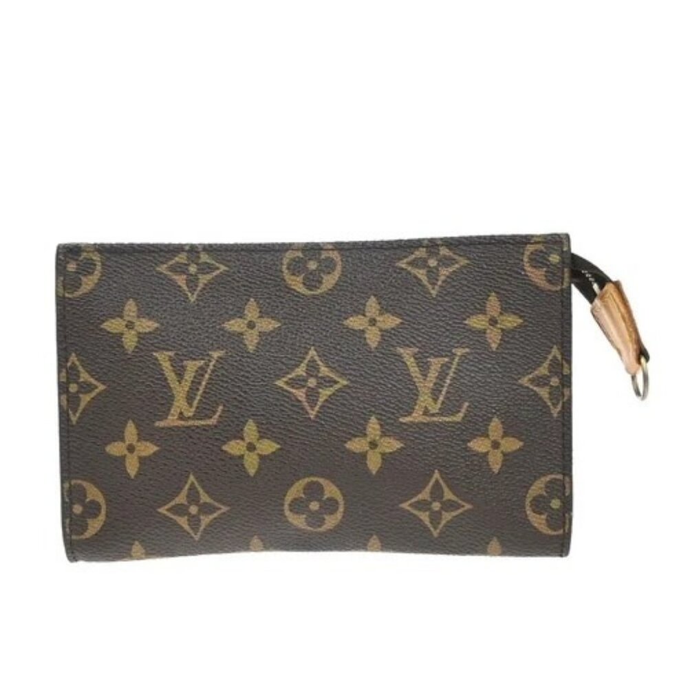 LOUIS VUITTON Logo BUCKET PM Pouch Bag Monogram Leather Brown France 60KP175